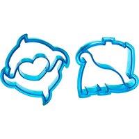 Orsina Durable Dinosaur & Dolphin Sandwich Cutters, Simple To Use Biscuit Cutters, Dishwasher Safe Cookie Cutters in Blue