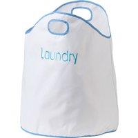 Orsina Laundry Bag With Purple Trim, Durable Fabric Hamper With Drawstring Closure & Handles, Lightweight And in Blue