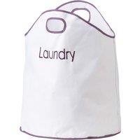 Orsina Laundry Bag With Purple Trim, Durable Fabric Hamper With Drawstring Closure & Handles, Lightweight And