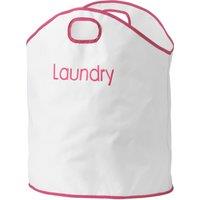 Orsina Laundry Bag With Purple Trim, Durable Fabric Hamper With Drawstring Closure & Handles, Lightweight And in Pink