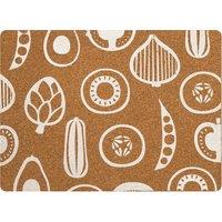 Orsina Set of Four Cork Rectangular Placemats, Durable Heat-Resistant Table Mats with White Vegetable Outline Design