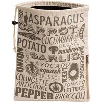 Orsina Vegetable Bag In Grey & Natural, Breathable Cotton Storage Sack With Drawstring Closure, Stylish And