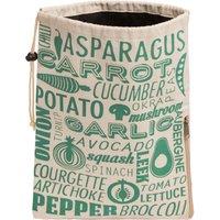 Orsina Vegetable Bag In Grey & Natural, Breathable Cotton Storage Sack With Drawstring Closure, Stylish And in Green