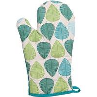 Orsina Green Leaf Single Oven Glove, Fresh Leaf Print With Quilted Heat-Resistant Padding, Comfortable Grip