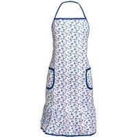 Orsina Blue Rose Apron, Classic Blue Floral Pattern With Adjustable Neck Strap, Protects Clothes During Cooking