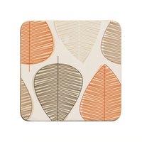 Orsina Set Of Four Leaf Coasters in Orange