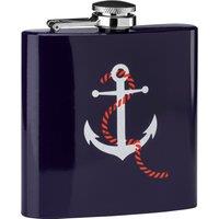 Orsina Hip Flask With Anchor Design, 5oz Stainless Steel Flask Featuring Nautical Graphic, Secure Screw Cap in Blue