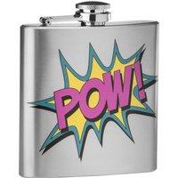 Orsina Hip Flask With POW Design, 5oz Stainless Steel Flask Featuring Bold Comic-Inspired Print, Secure Screw Cap