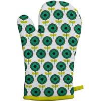 Orsina Single Oven Glove, Delicate Floral Pattern With Quilted Heat Protection, Safe & Comfortable Grip in Green