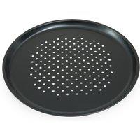 Orsina Pizza Crisper Tray, Non-Stick Carbon Steel Pizza Pan With Air Vents For Crispy Bases, Durable Oven Safe in Black