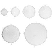 Orsina Set of 6 Pink Silicone Stretch Lids For Jars, Airtight & Leakproof Seals, Flexible Covers For Containers in Clear