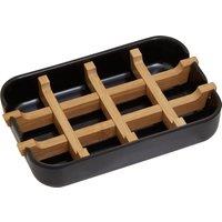 Orsina Modern Grey Bamboo Soap Dish, Minimalist Draining Soap Tray With Removable Insert, Bathroom Soap Holder in Black
