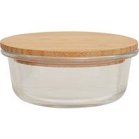 Orsina 950ml Round Glass Container with Bamboo Lid, Glass Container with Airtight Lid, Airtight Glass Container in Natural