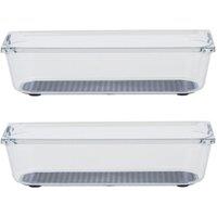 Orsina Versatile Small Set Of Two Kitchen Organisers With Rubber Insert, Integrated Handle Boxes, Versatile Boxes in Clear