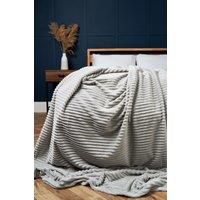 BHS Luxury Ribbon Velvet Throw in Silver | Size: 127 cm x 152 cm
