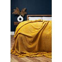 BHS Luxury Ribbon Velvet Throw in Yellow | Size: 127 cm x 152 cm