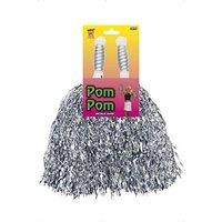 Smiffys Cheerleader Pom Poms Metallic Silver