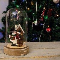 Netagon Christmas Battery Powered Light Up Cloche Christmas Scene Globe Ornament- Snowman in Red