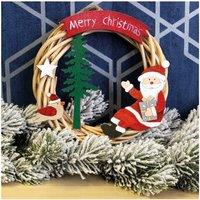 Netagon Battery Powered Wicker Christmas Wreath in Red