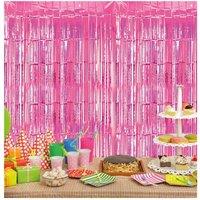 Netagon Metallic Tinsel Curtain 2.5M x 1M Pink