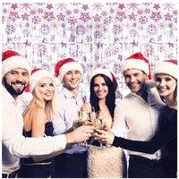 Netagon Shimmer Tinsel Curtain Christmas Snow Design 2M x 1M Pink