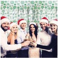 Netagon Shimmer Tinsel Curtain Christmas Snow Design 2.5M x 1M Green