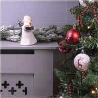 Netagon Festive Ceramic Winged Christmas Angel Tealight Holder in Silver in White