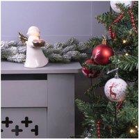 Netagon Festive Ceramic Winged Christmas Angel Tealight Holder in Gold in White