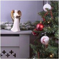 Netagon Ceramic Christmas Festive Winged Angel Tealight Holder Ornament - Gold in White
