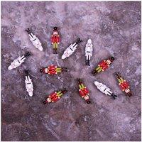Netagon Pack of 12 Wooden Nutcracker Stickers with Adhesive Back in Red
