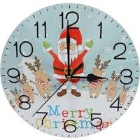 Netagon Christmas Reindeer & Santa Design Festive Battery Operated Wall Clock in Red