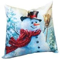 Netagon Snowman Design Christmas Themed Cushion 45X45CM in White | Size: 45X45 cm