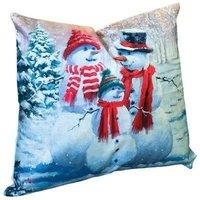 Netagon Snowman Family Design Christmas Themed Cushion 45X45CM in White | Size: 45X45 cm