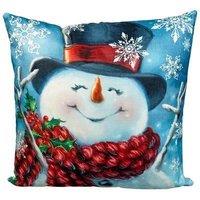 Netagon Happy Snowman Design Christmas Themed Cushion 45X45CM in White | Size: 45X45 cm