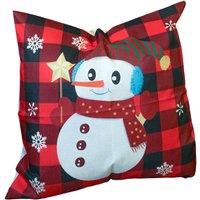 Netagon Red Snowman Design Christmas Themed Cushion 40X40CM | Size: 40X40 cm