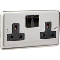 Varilight XS5B 13A Switched Socket Black 2-Gang