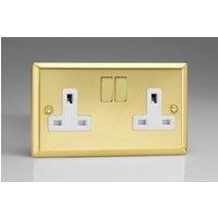 Varilight XV5DW 13A Switched Socket 2-Gang White Victorian Brass in Yellow