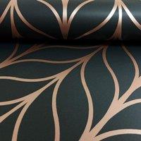 Holden Decor Shimmering Striped Art Deco Trellis Metallic Motif Wallpaper in Black