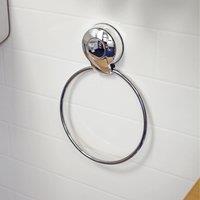Showerdrape Suctionloc Chrome Steel Suction Wall Mounted Towel Ring in Silver