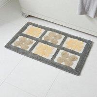 Showerdrape Fiore 100% Cotton Blue Floral Anti-Slip Bath Mat 800 x 500mm in Grey