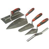 Faithfull Soft Grip Handle Trowel Pack 5 Piece in Red