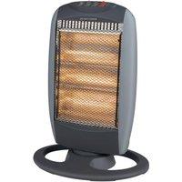 Daewoo 1200W Portable Oscillating Halogen Heater 3 Bar Heat Settings with Oscillation in Mid Grey