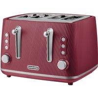 Daewoo 'Cascade' 4-Slice Toaster Ridge Textured Finish Defrost Reheat Cancel in Red | Size: Large