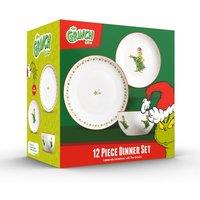The Grinch Stealing Christmas Trees 12 Piece Dinner Set in White | Size: 12 Pack