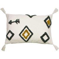 Furn Inka Tufted Cotton Tasselled Cushion in Natural | Size: 40 cm x 60 cm
