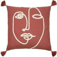 Furn Uno Lined Face Tufted Tasselled Cushion in Red | Size: 45 cm x 45 cm