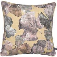 Prestigious Textiles Hanalei Tropical Leaf Printed Pipe Trimmed Cushion in Amber | Size: 43 cm x 43 cm