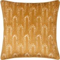 Furn Wisteria Printed Velvet Cushion in Gold | Size: 50 cm x 50 cm