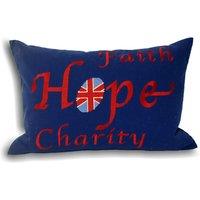 Paoletti Faith Printed Text Cushion in Navy