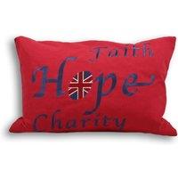 Paoletti Faith Printed Text Cushion in Red